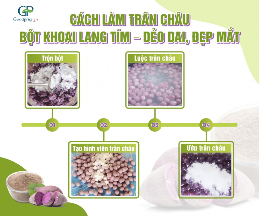 Cách Làm Trân Châu Khoai Lang Tím Đơn Giản